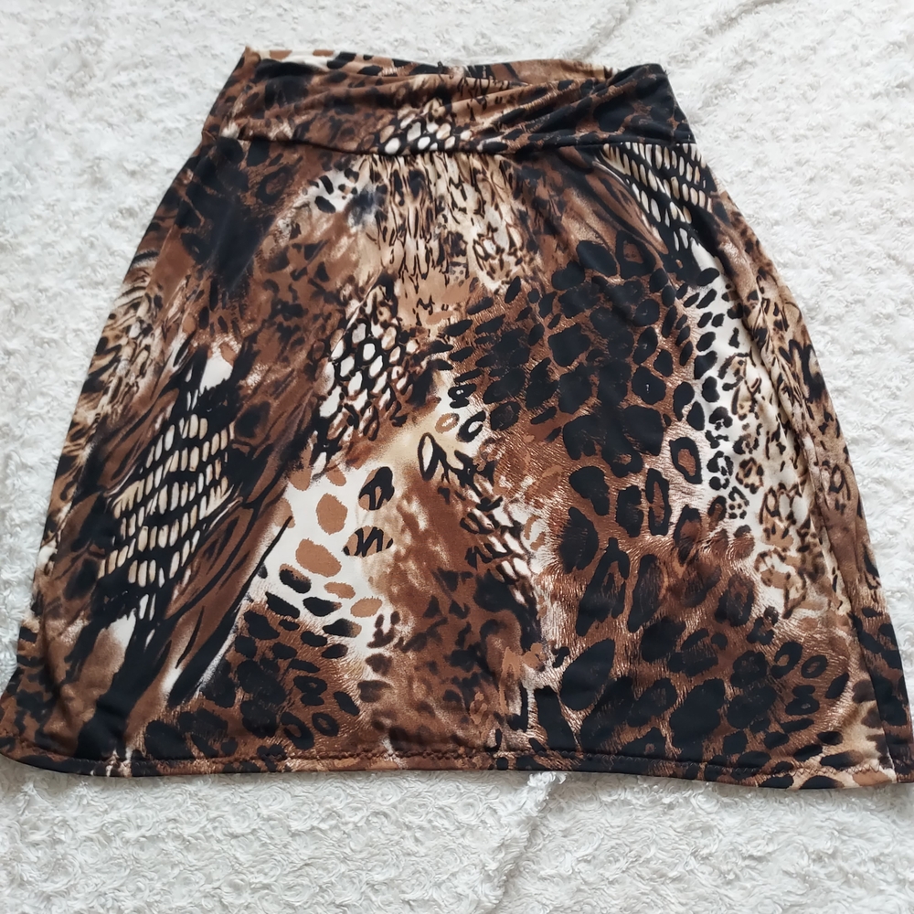 Fun Wild Animal Print Pull On Stretch Skirt Casual